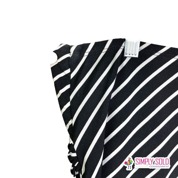 White House Black Market Women's Blouse Strapless Black White Striped Backless M - Picture 3 of 8